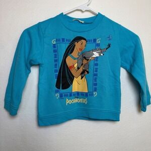 Vintage Disney Pocahontas Turquoise Sweatshirt Girls Size 4-5 Pullover Crewneck